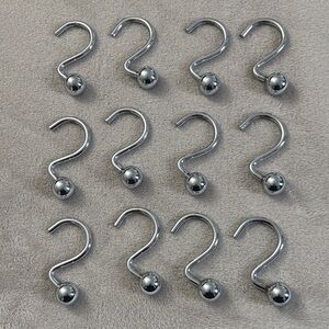 Silver Metal Shower Curtain Hooks